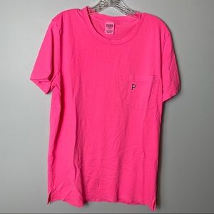 VS PINK Neon Pink Short Sleeve Basic Tee